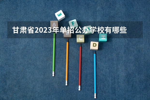 甘肃省2023年单招公办学校有哪些