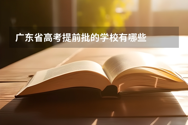 广东省高考提前批的学校有哪些